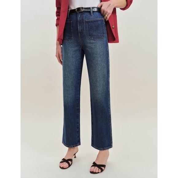 Reformation Alyssa Stretch High Rise Wide Leg Cropped Jeans - sz 28 - mellusine
